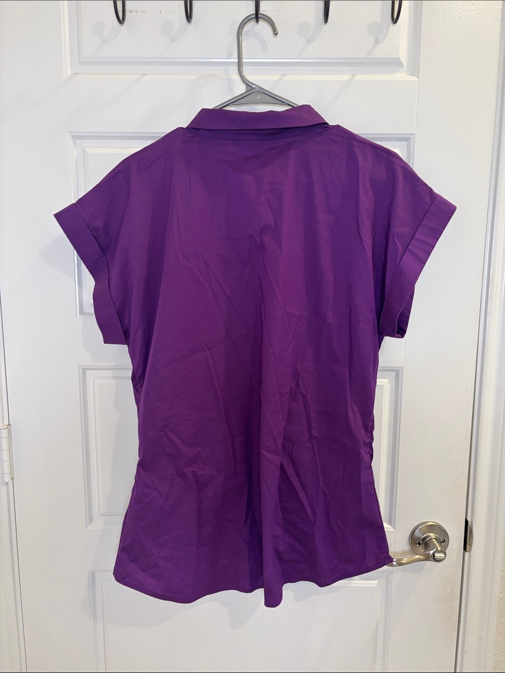 Lauren Ralph Lauren Purple Ruched Front Button-Up Blouse Size 12 - Picture 3 of 4
